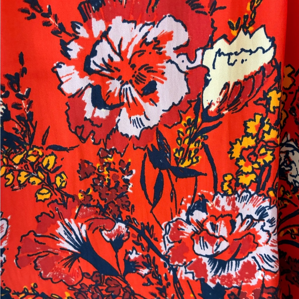 NWOT Free People Positano Floral Boho Blouse Orange Blue S - Picture 7 of 11